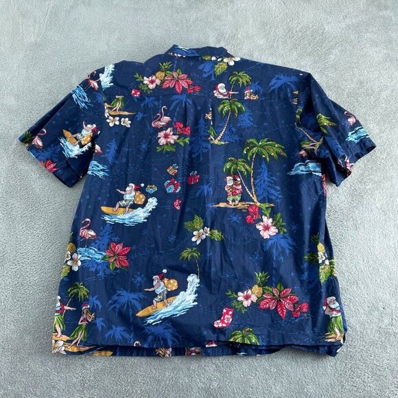 Hawaii Hangover Xmas Hawaiian Shirt Santa & Hula Dancers Navy Blue XL 4444 - Picture 2 of 9